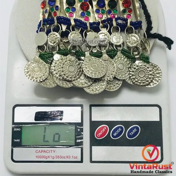 Kuchi Choker Necklace, Kuchi Tribal Multicolor Necklace, Handmade Statement Boho - Picture 8 of 9